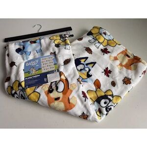 Disney Bluey and Bingo Pumpkin Fall Autumn Plush Throw Blanket 50x70” NEW